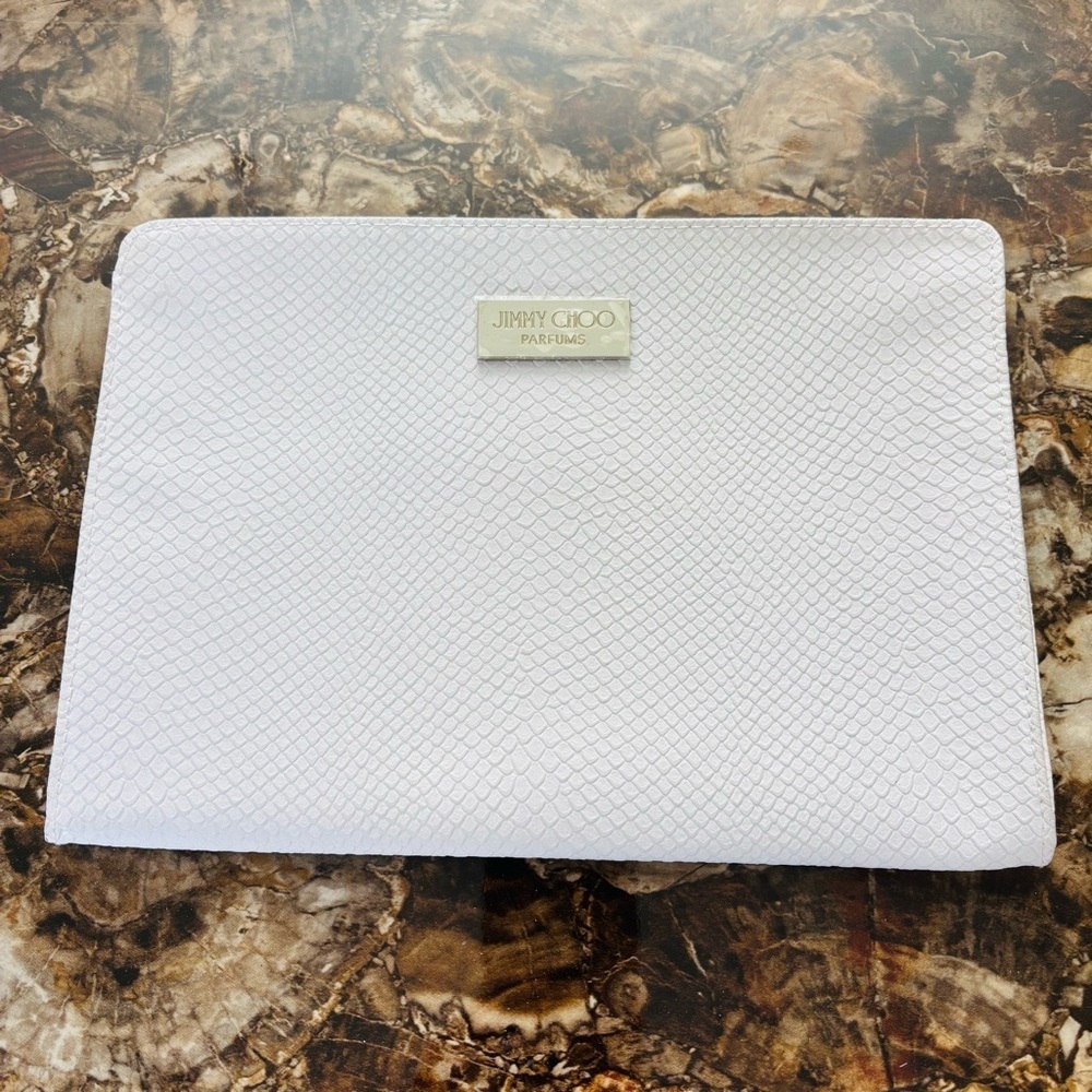 Jimmy Choo Parfums Snakes skin Embossed Light blush Pink Faux Leather Clutch